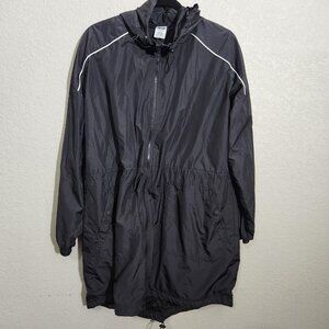 Avia Jacket Womens Large Black Hooded Full Zip Windbreaker Lightweight